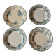 Set of 4 mismatched blue flat plates