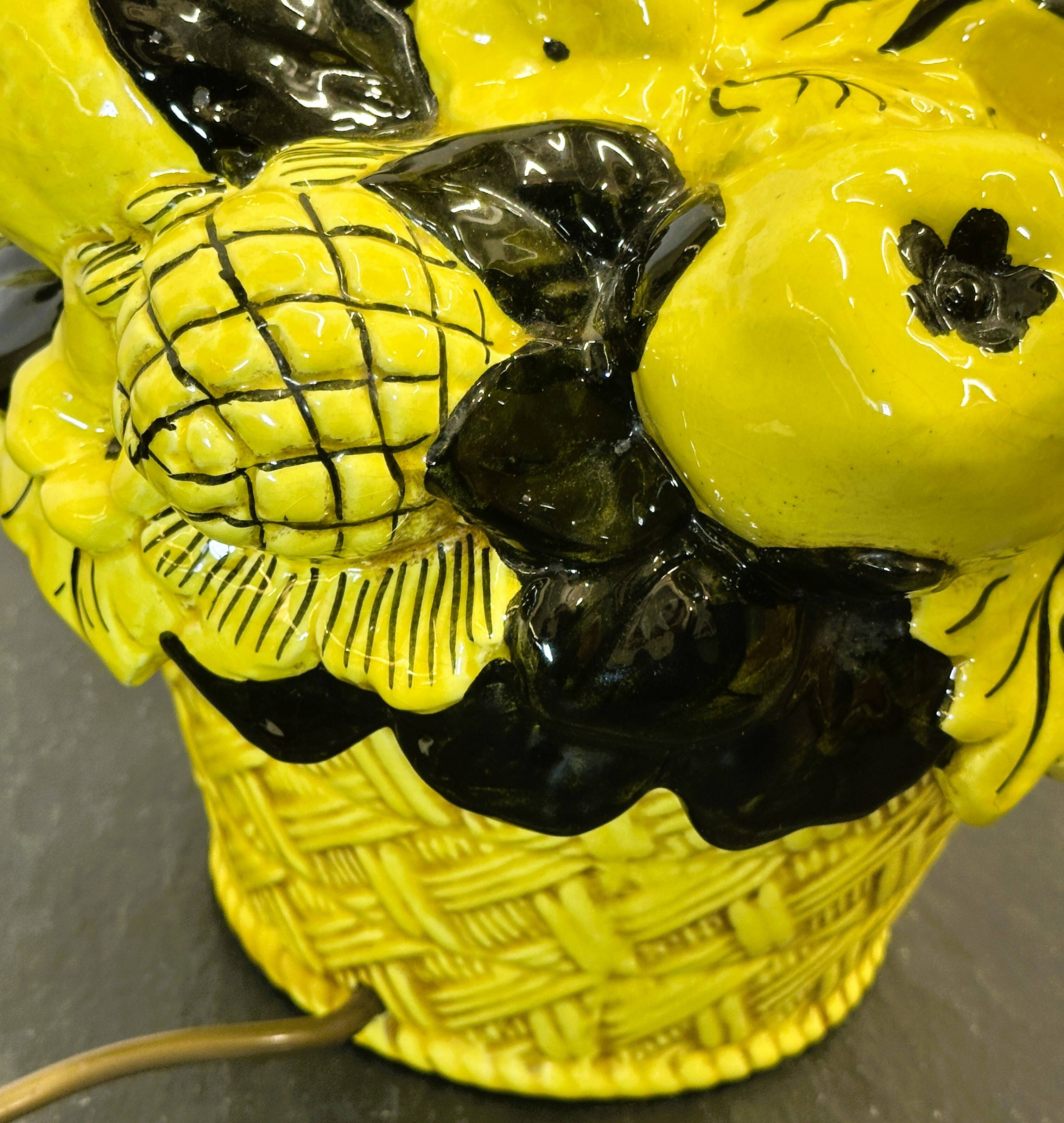 Striking Uco Zaccagnini Lemon Fruit Basket Table Lamp, 1970s. Italy.