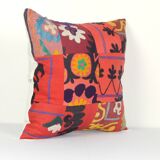Vintage Embroidered Suzani Patchwork Pillow, Rustic Turkish Home Decor Pillow 20" X 20" AS94