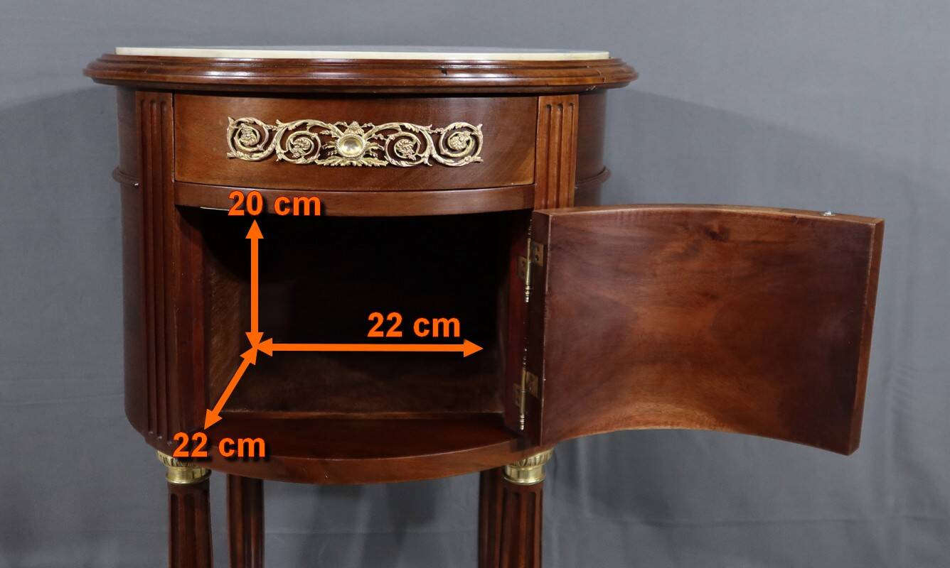 Small Tambour Table in Mahogany, Louis XVI style – Late 19th century