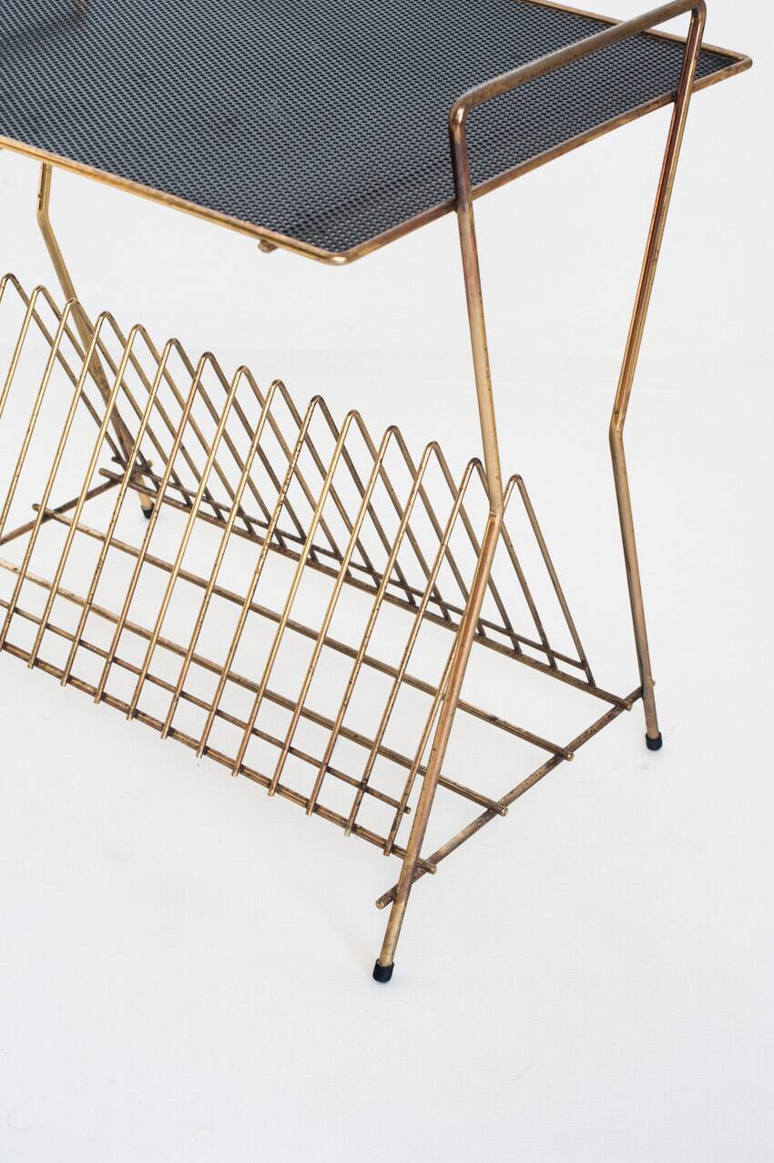 Vintage vinyl record table or magazine rack. France, 1950s