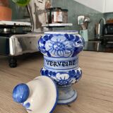 Apothecary porcelain pot Verbena painted by hand