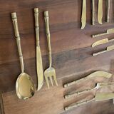 Housewife Table cutlery for 6 people. bamboo brass 78 pieces