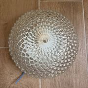 Ceiling light or wall light in moulded glass with diamond point - mid 20th century
