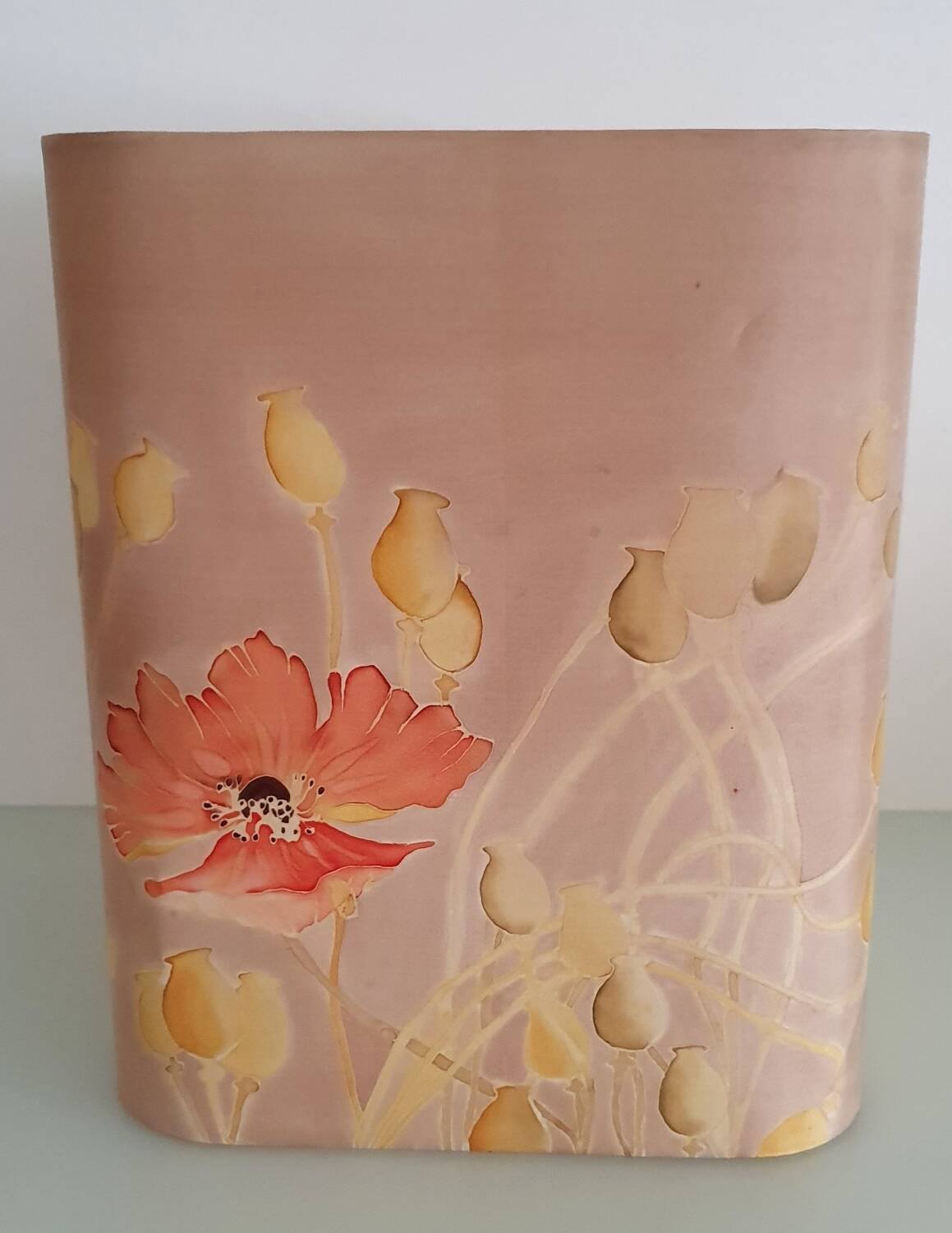 Vintage silk lampshade with floral pattern