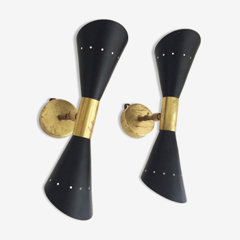 Pair of Italian flute sconces design 1950s