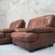 A pair of vintage Italian leather Lounge Chairs, 1970s