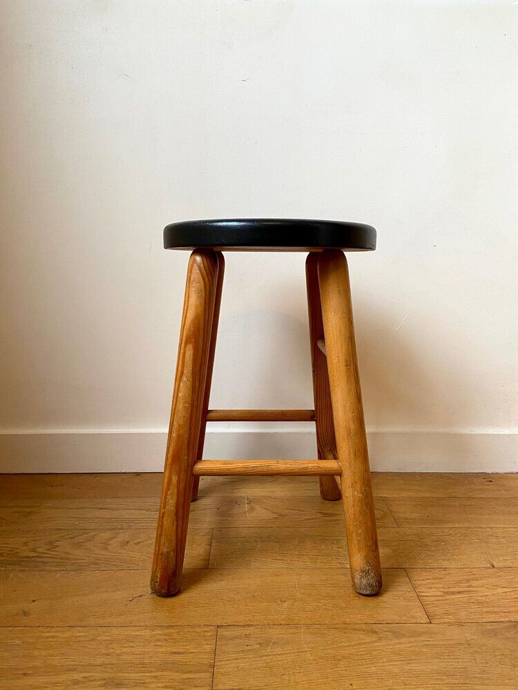 Light and black wooden stool