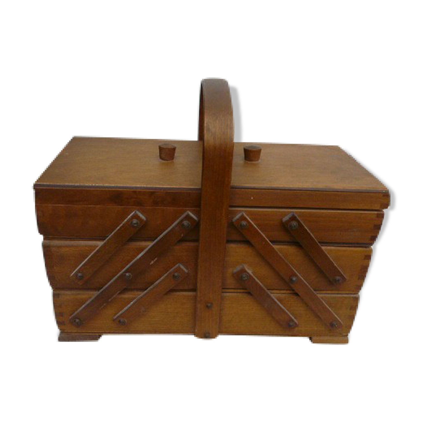 Boîte à couture à poser en bois ancienne