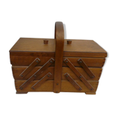 Boîte à couture à poser en bois ancienne