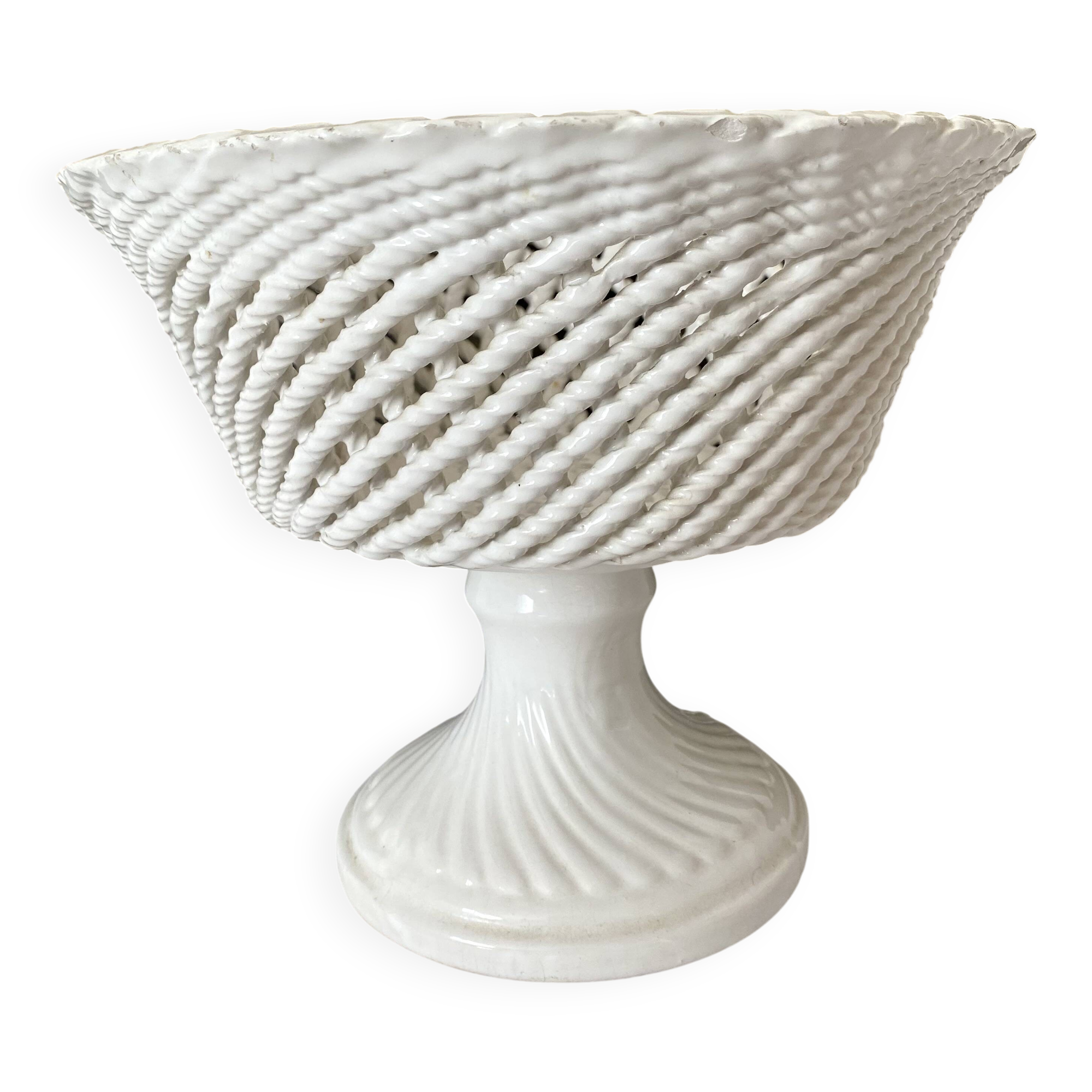 Braided ceramic footed bowl