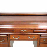 Edwardian tambour roll top mahogany desk