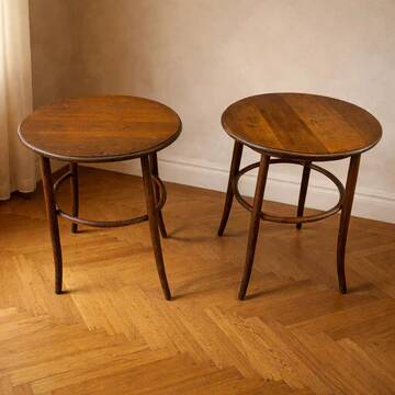 Vintage curved wood side tables in Thonet style, set of 2