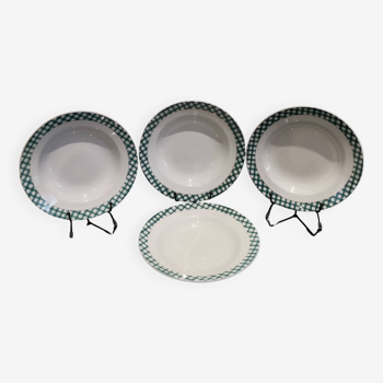 4 assiettes creuses  Sarreguemines et Digoin Ecossais