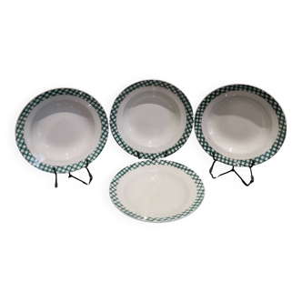 4 assiettes creuses  Sarreguemines et Digoin Ecossais