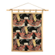 Tapestry wall hanging with sailing boats motif on bamboo rod, Italy 1940s