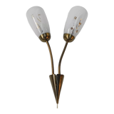 Vintage wall lamp with tube rods and 2 glass shades