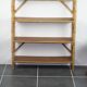 Storage cabinet bookcase shelf in vintage rattan 1970
