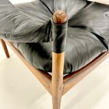 Pair of Modus armchairs in rosewood and leather, Kristian Solmer Vedel for Soren Willadsen 1960