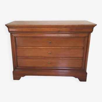 4-drawer chest of drawers in doweled cherry, Louis-Philippe style