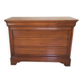 Commode 4 tiroirs en merisier chevillé, style Louis-Philippe