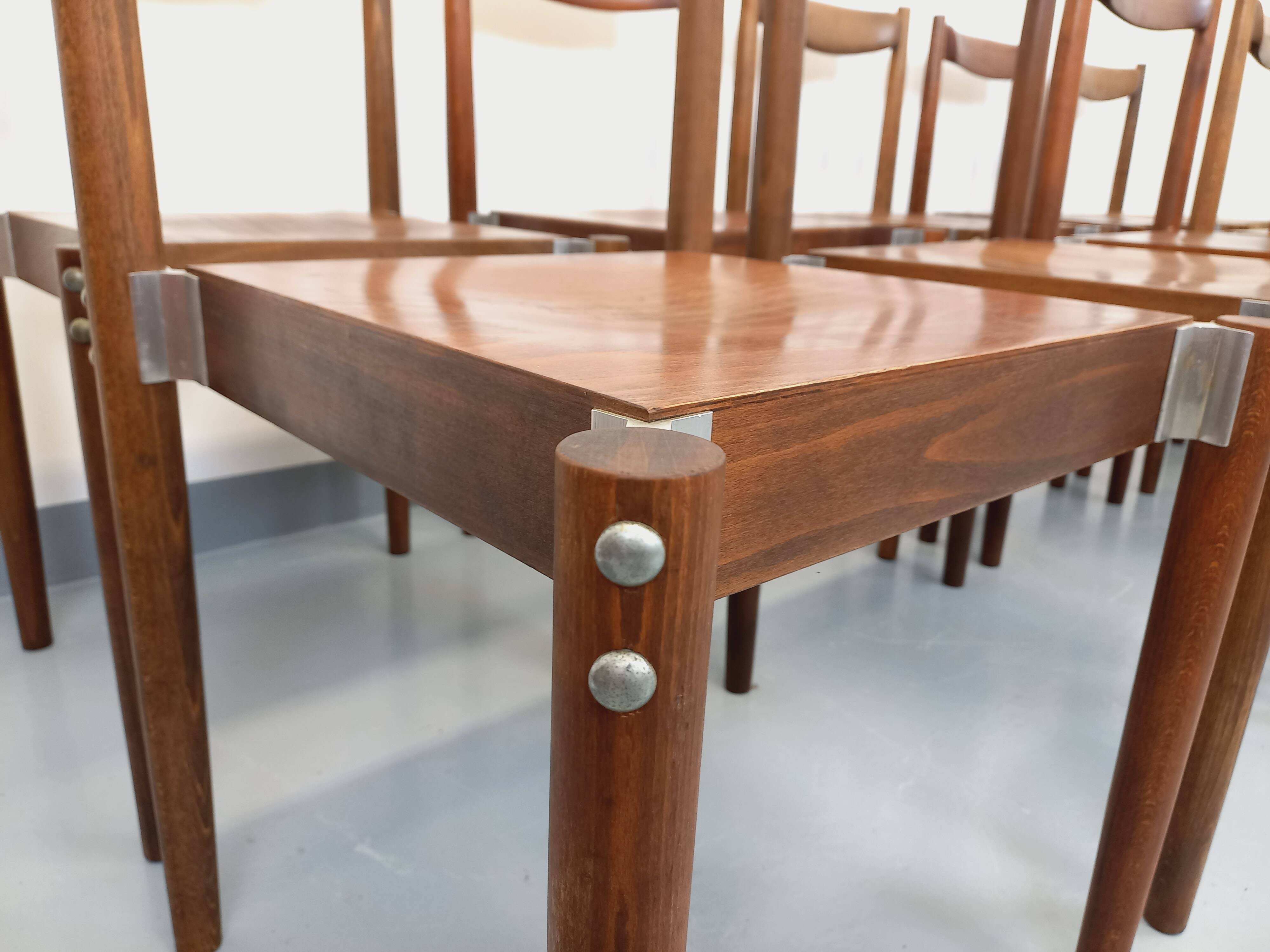 Set of 8 stackable chairs from the Czech manufacturer Bukoza