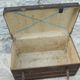 Old wooden and leather trunk, old brass nail trunk and leather strap