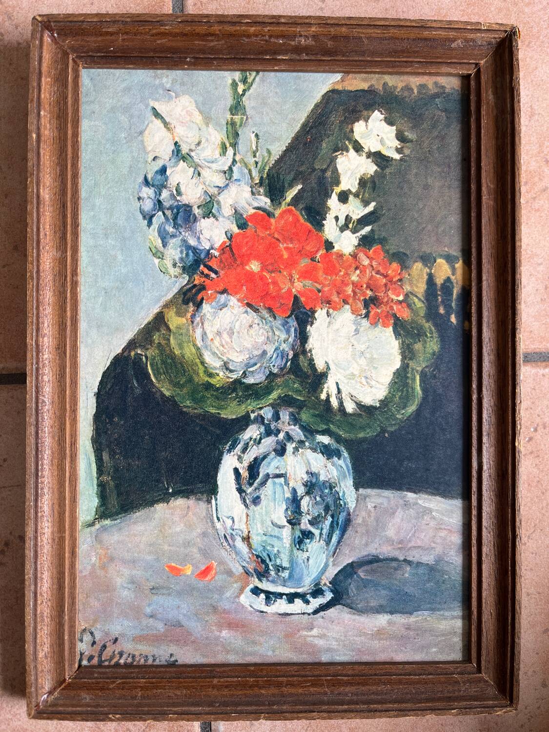 Reproduction painting of a Delft vase by Paul Cezanne