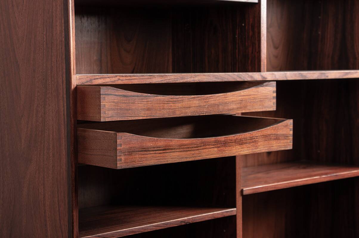 Shelf and bar furniture, Danish, in Rosewood and Brass, Erik Brouer 1960.