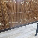 Mid Century Italian Dresser with Blue Glass Work and Four Drawers, 1960