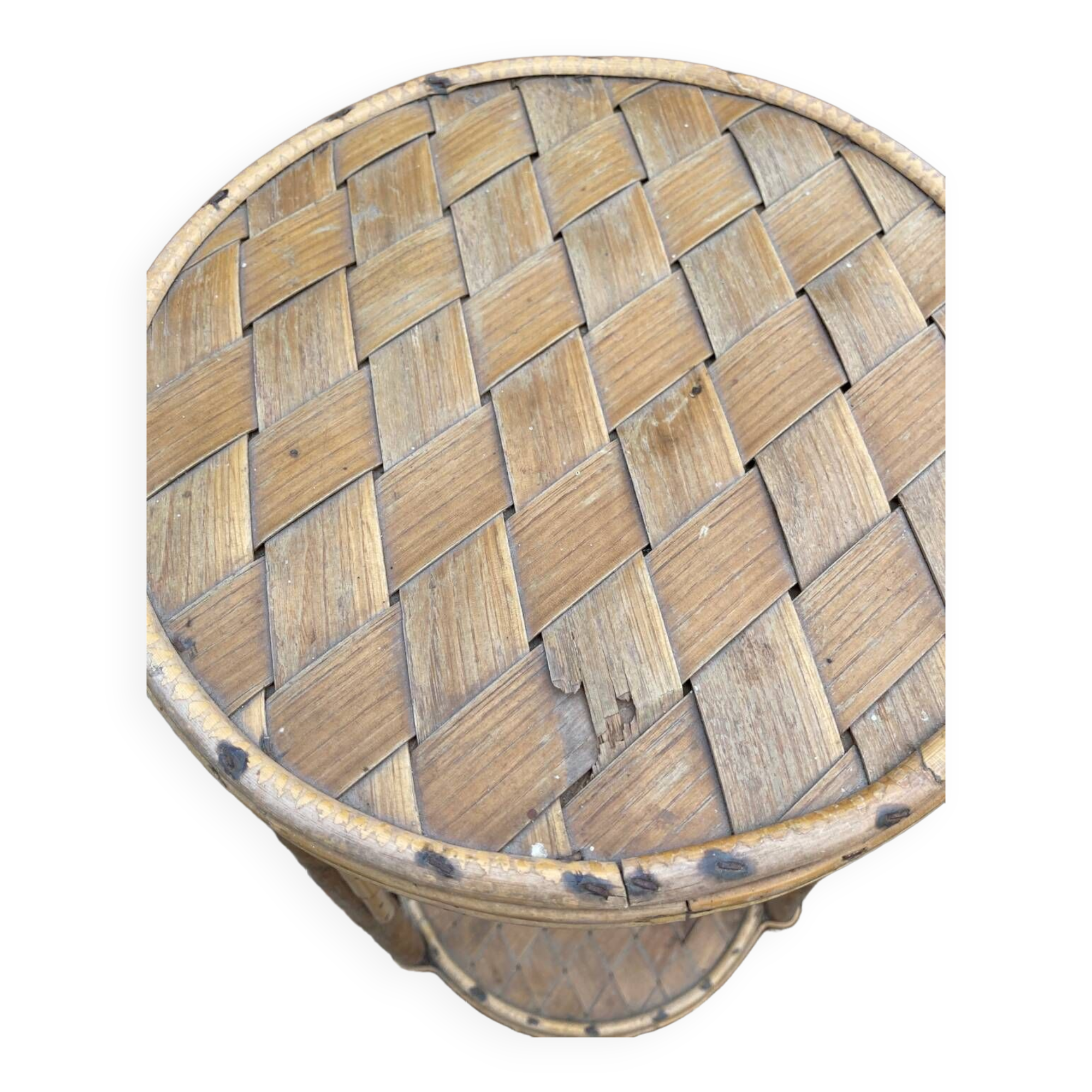 Bar et tabourets en rotin et châtaignier