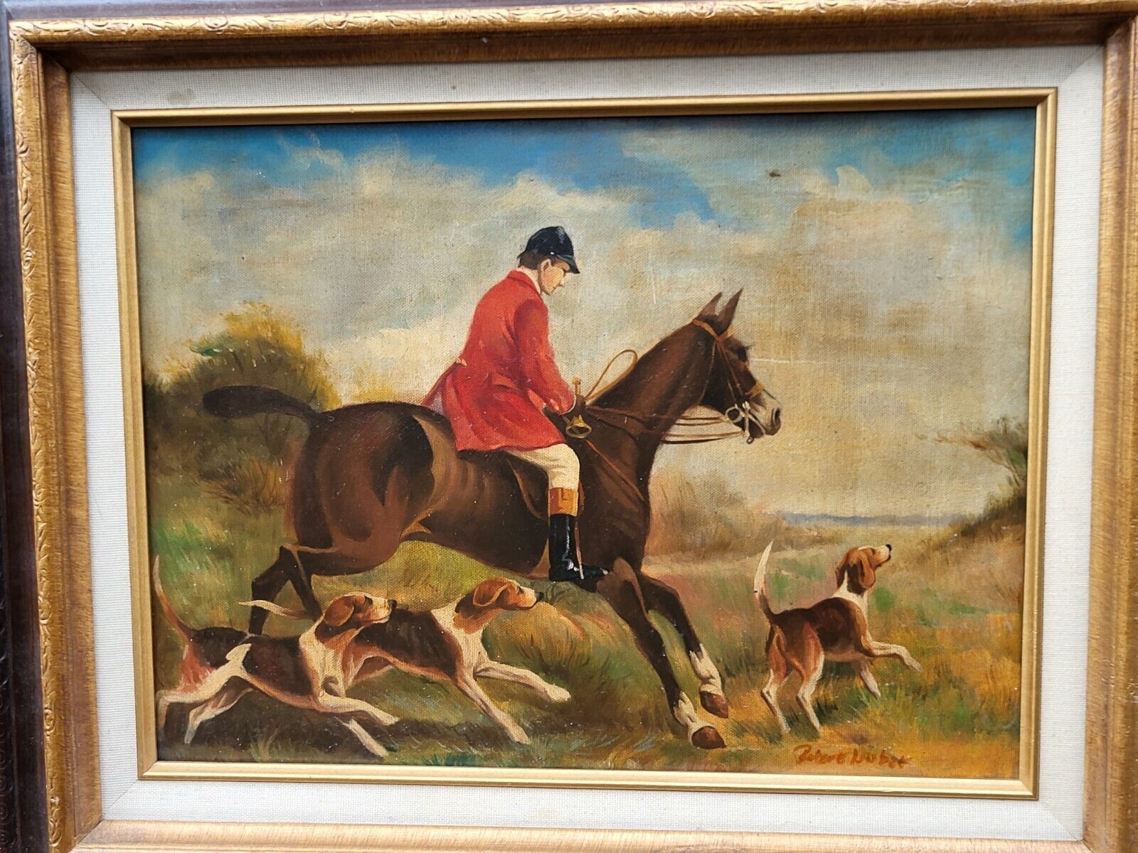 Oil painting signed Nubet "The Hunt"