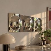 Lot de 3 miroirs convexes carrés chromés – design Space Age
