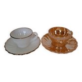 Vintage Fire-King "Swirl" Cup & Saucer Sets – Peach Lustre & Golden Shell