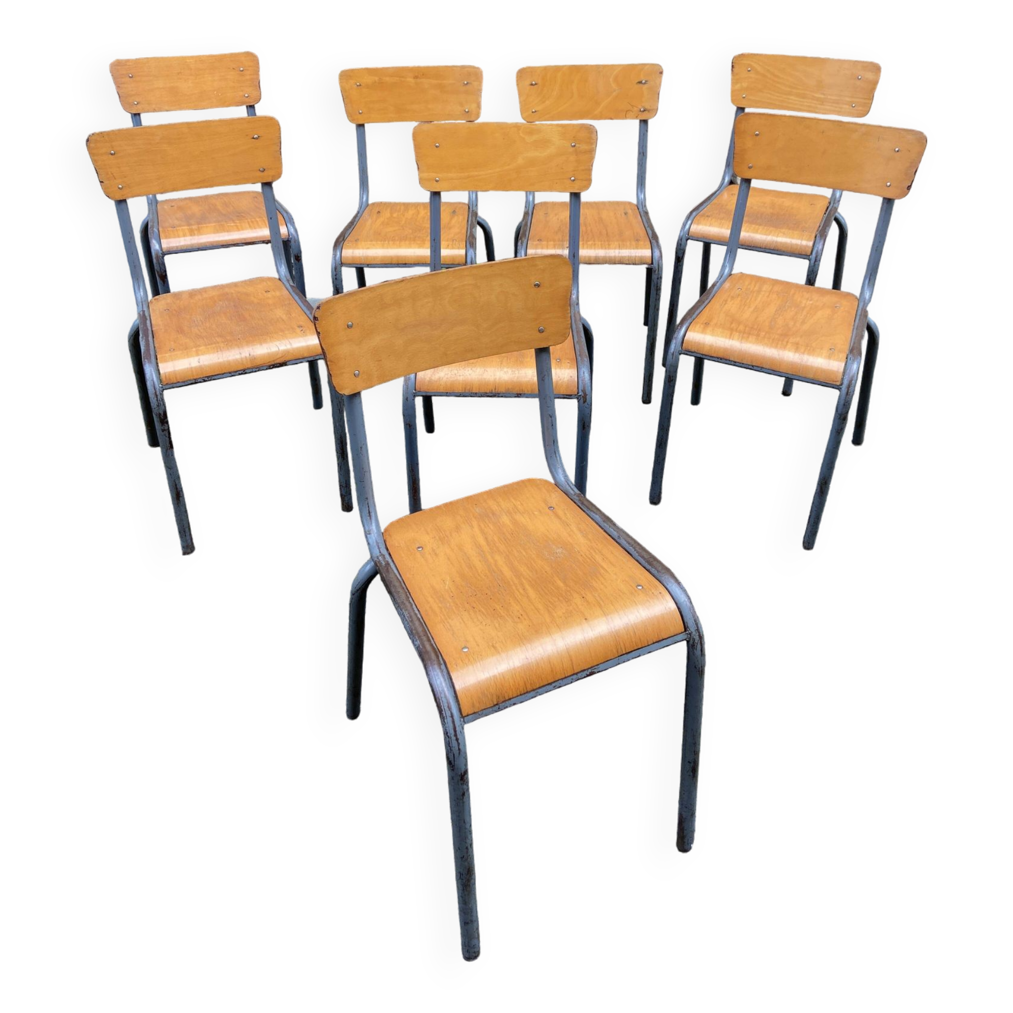 8 vintage industrial school chairs for communities mullca delagrave tube & wood french school chair