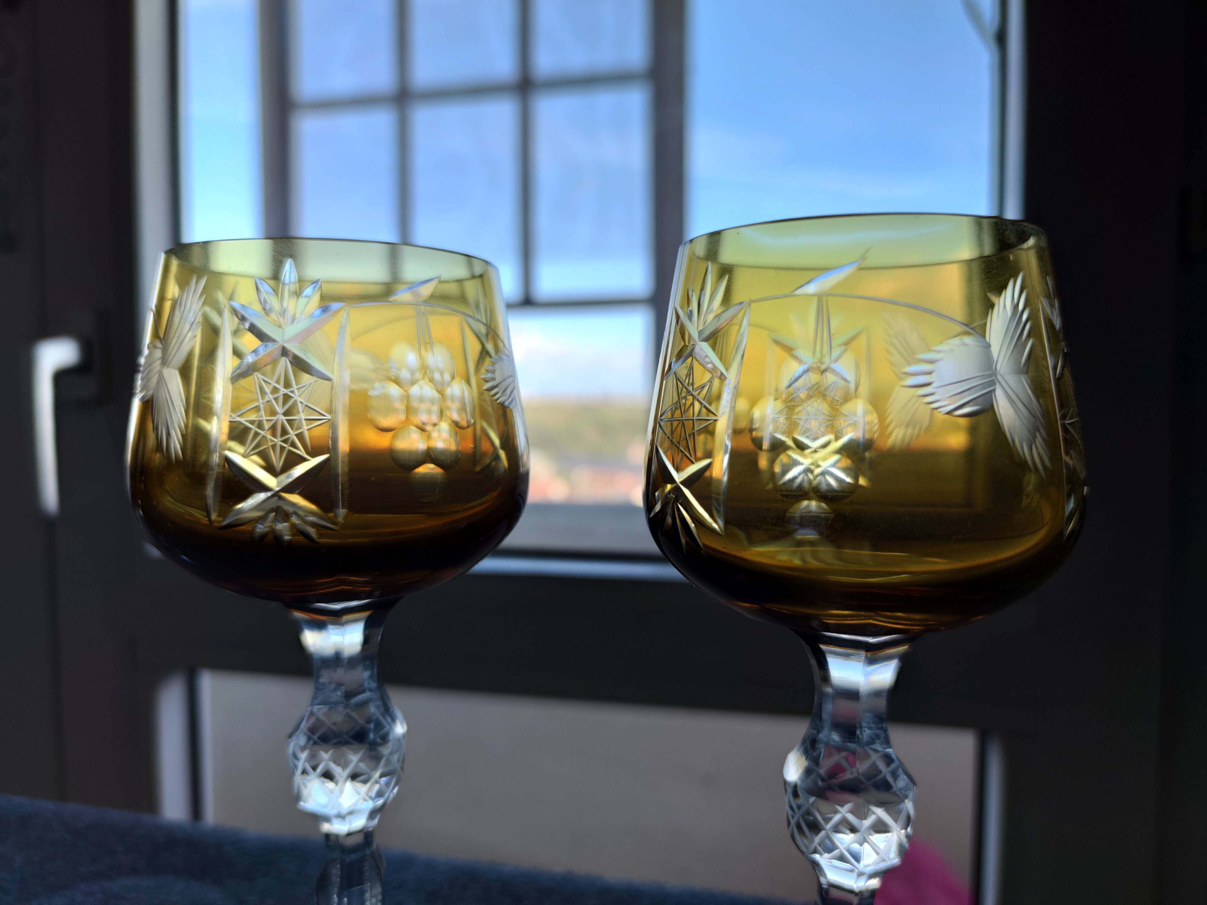 Two cut crystal glasses