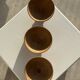 Set of 3 vintage mini bowls on foot, stoneware on pedestal H9 D10.