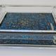 Ashtray thick glass blue decoration Air France 70s