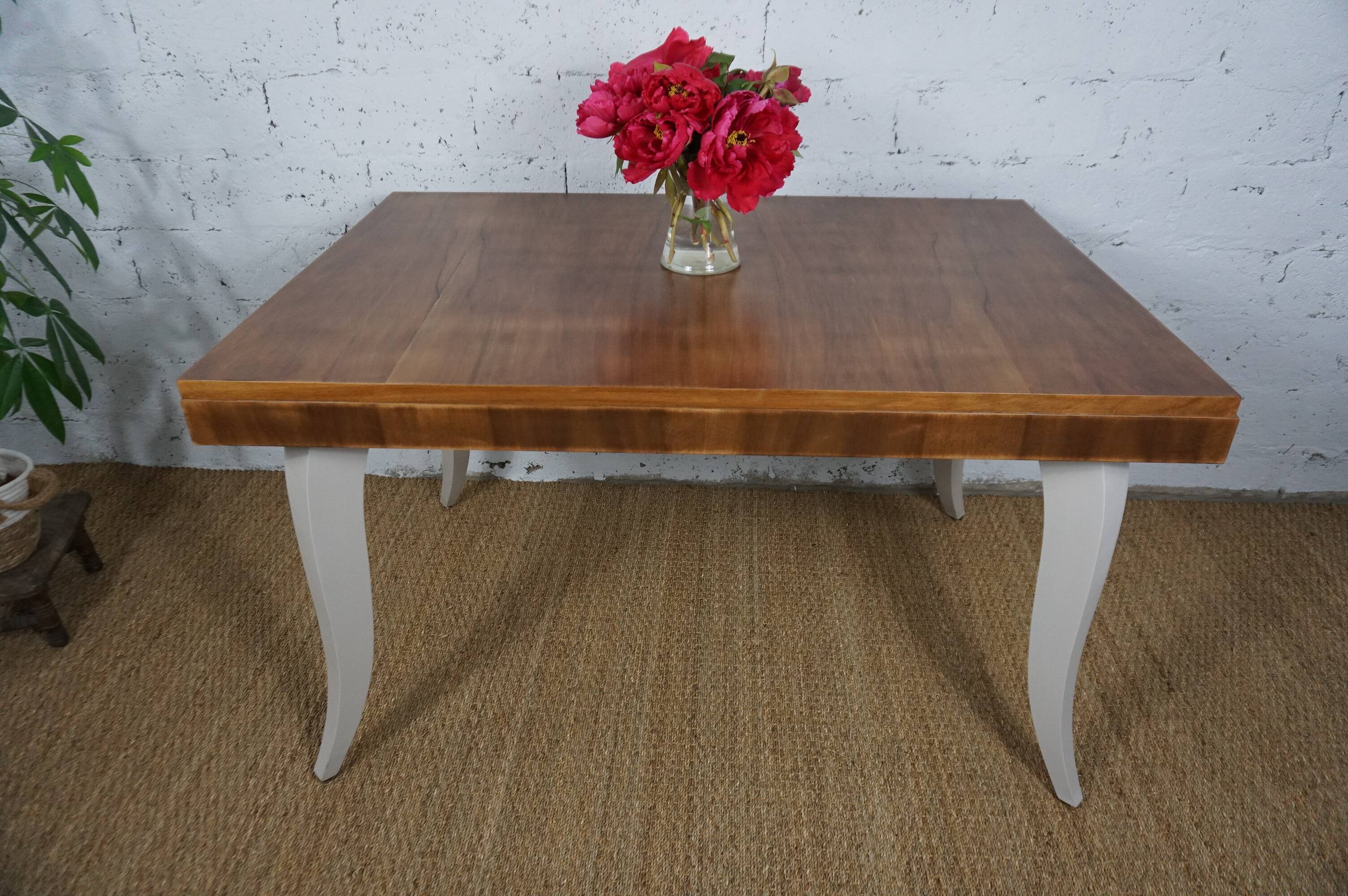 Dining table with art deco extensions revamped curved legs