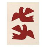 illustration Birds - 30x40cm - painting signed Eawy