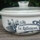 Serving dish with its glass lid of the earthenware factory of Gien model "the roaster"