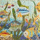 Grande fresque murale vintage mosaïque 1950