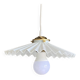 Vintage pleated white opaline glass pendant light.