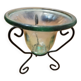 Glass vase on vintage wrought iron feet