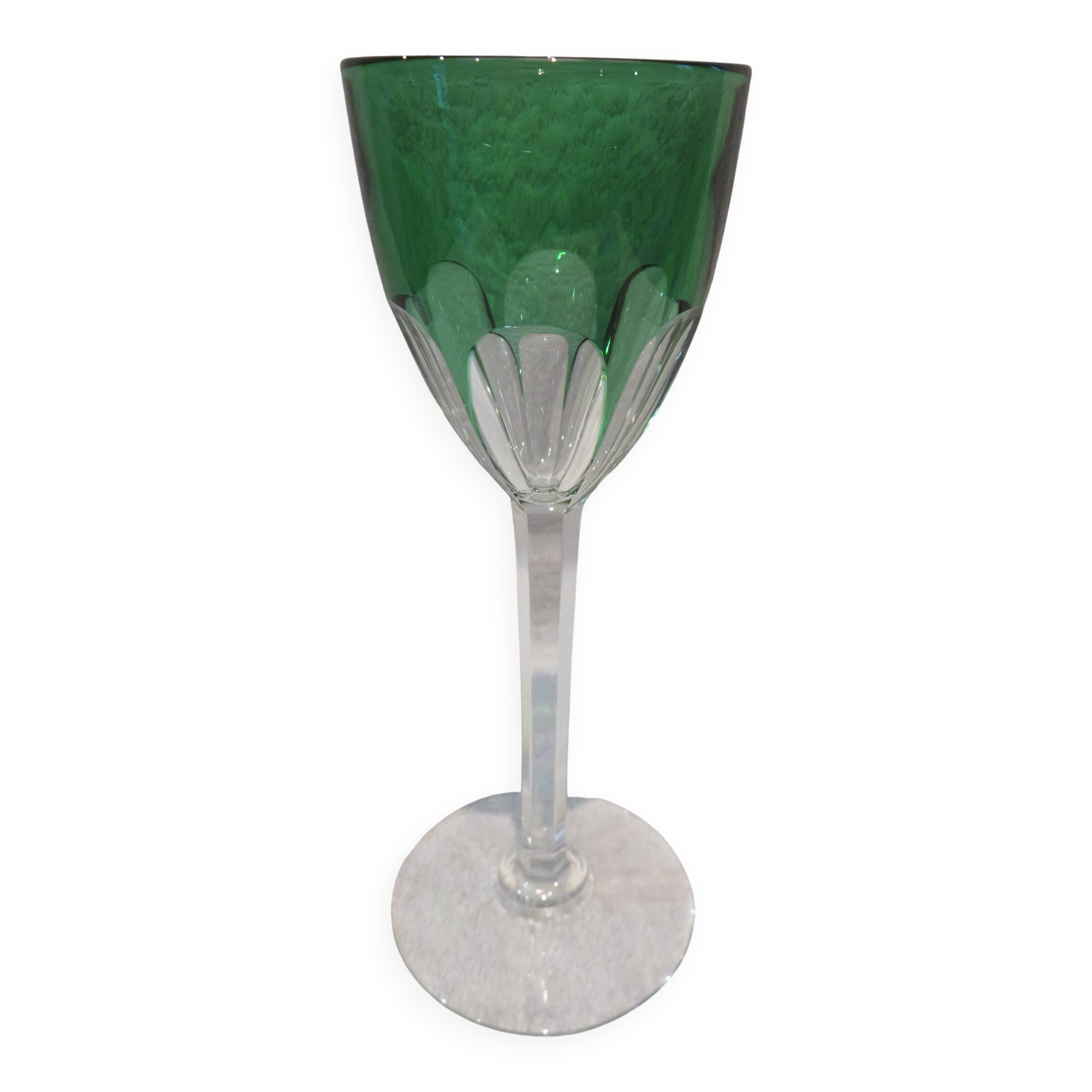 Baccarat crystal 12cl wine glass Genova model lined in fir green 19cm