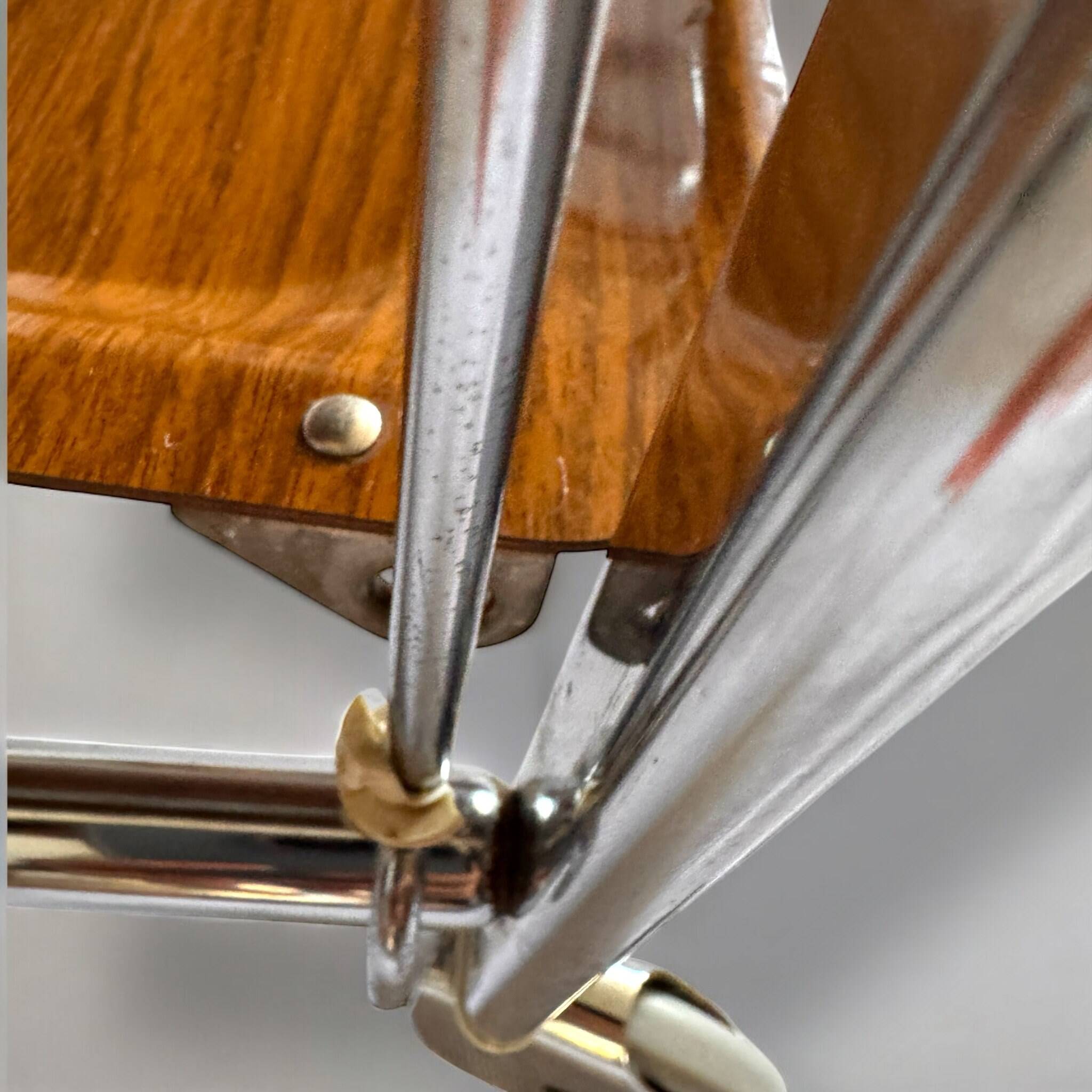 Bremshey Dinett Folding Trolley, Chrome & Teak, 1970s