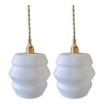 Pair of white opaline lamps
