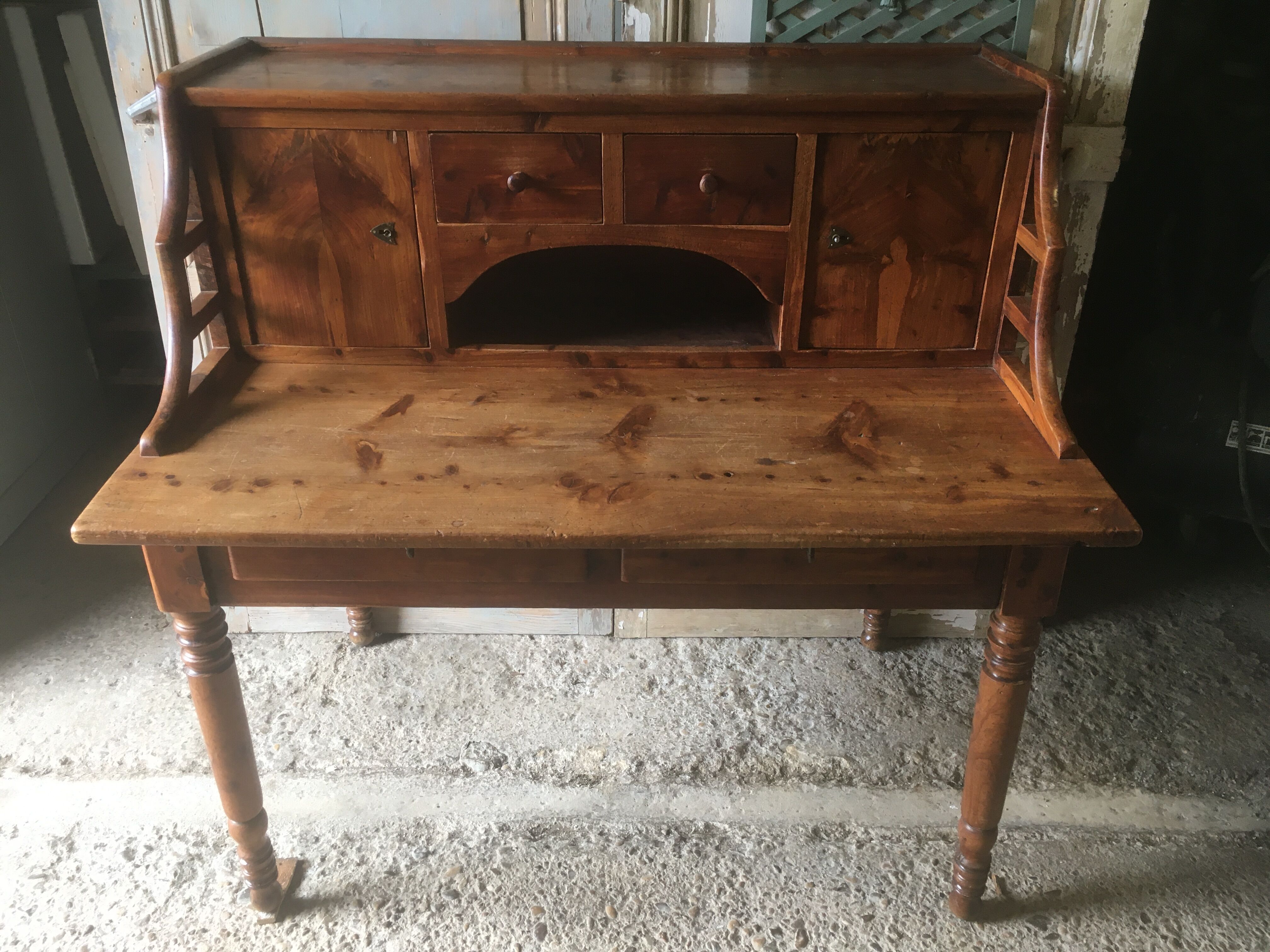 Tiered desk in pitch pine