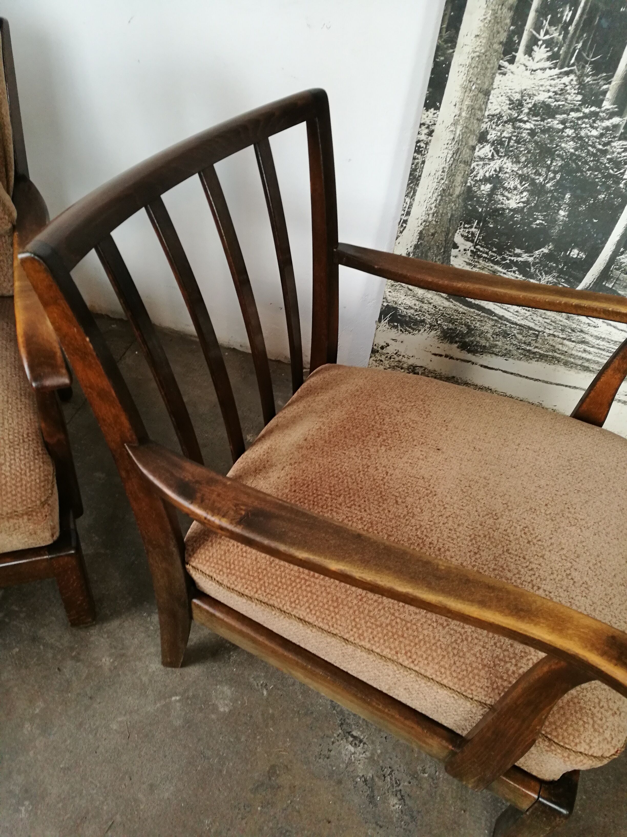 Pair of art deco velvet armchairs