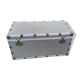 Old metal aluminum trunk / mail trunk / industrial / interior fabric